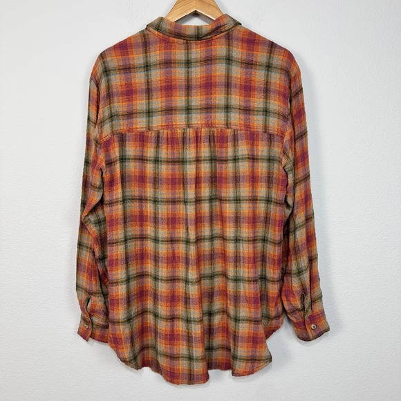 Anthropologie Pilcro Shirt Womens Medium Plaid Button Front Relaxed Long Sleeve - Picture 5 of 15